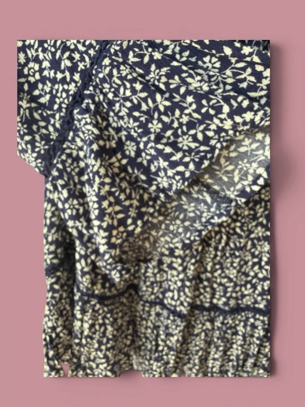 Democracy Navy and Cream Floral Peasant Tunic